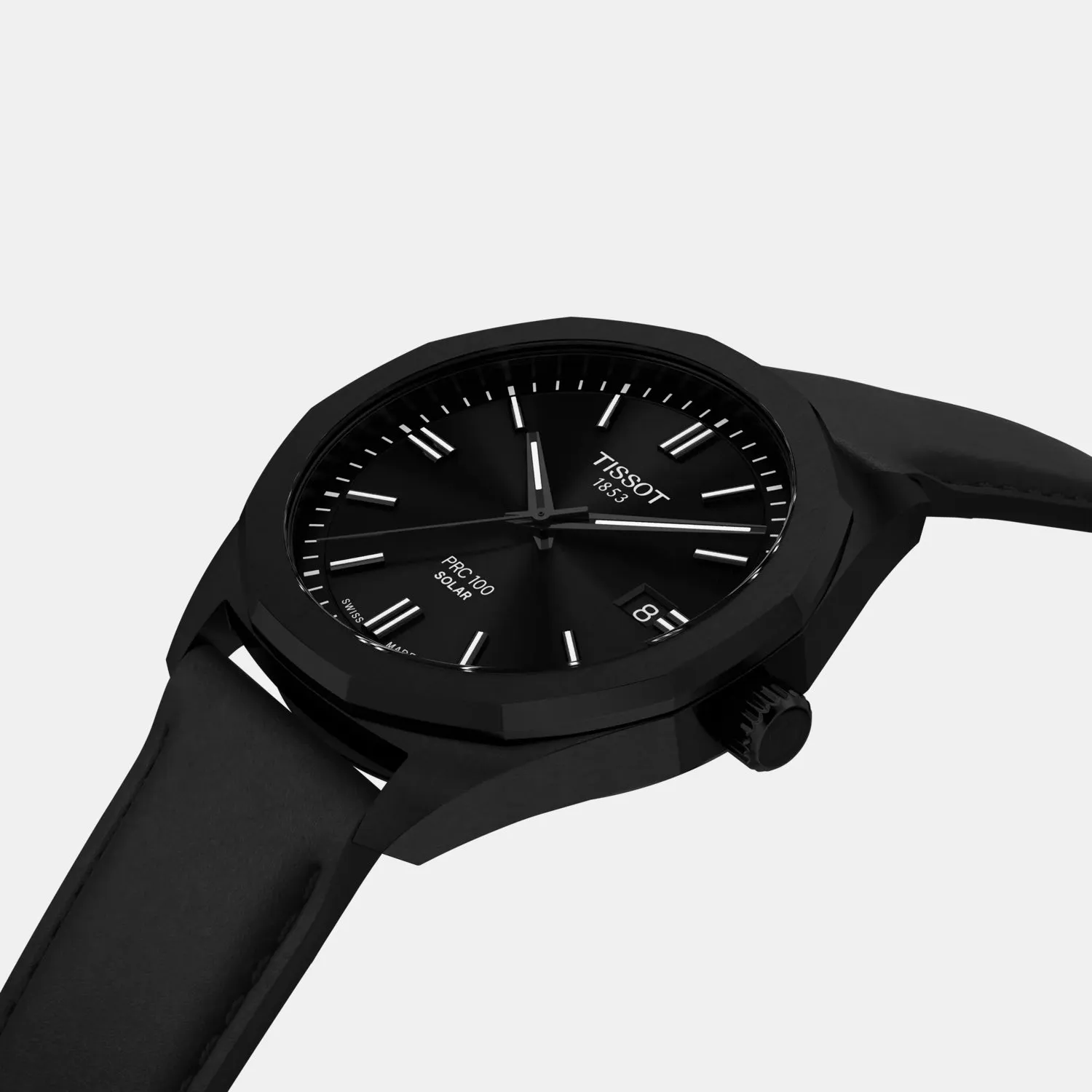 PRC 100 Solar Unisex Black Dial Analog Leather Watch T1514223605100
