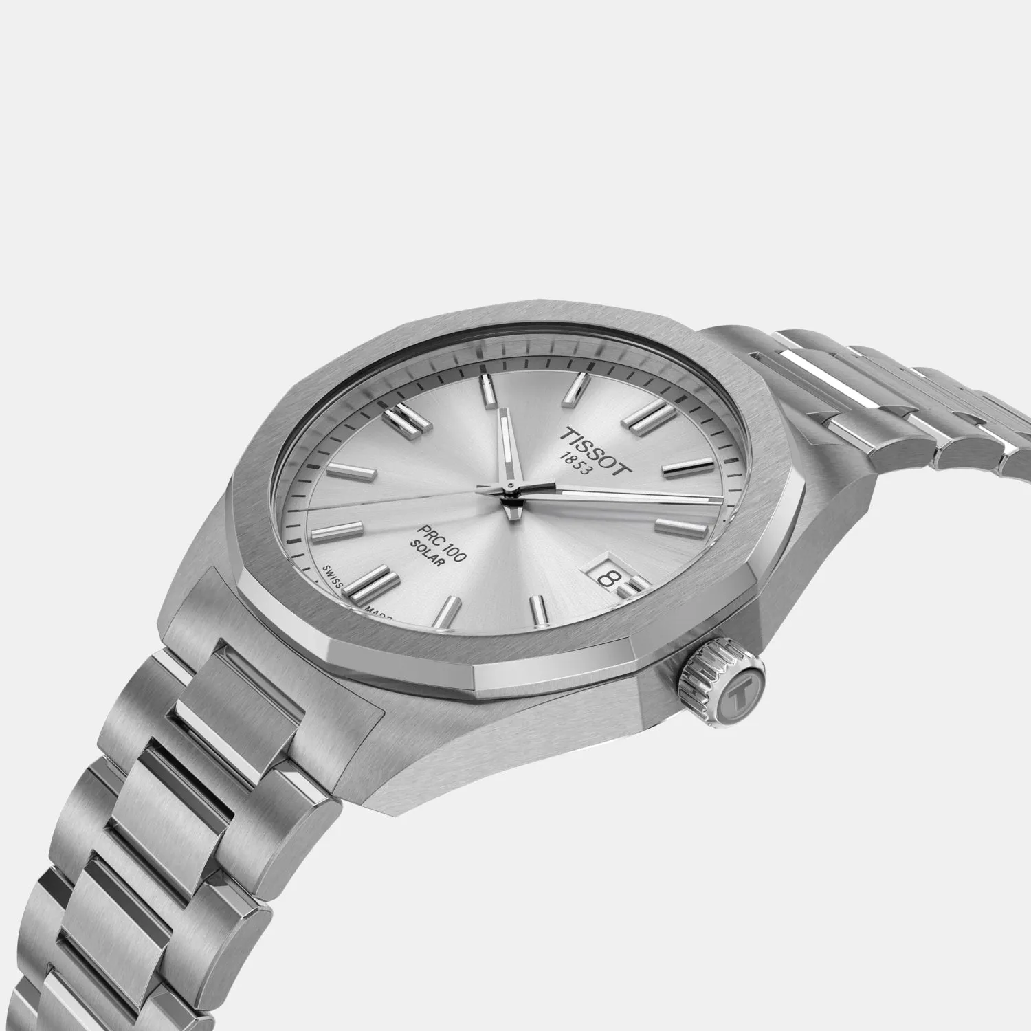 PRC 100 Solar Unisex Silver Dial Analog Stainless Steel Watch T1514221103100