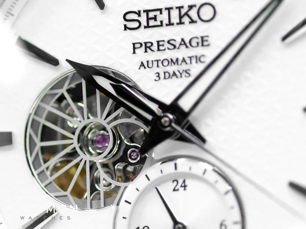 Presage Automatic Sharp Edged Open-Heart Shironeri White Ref. SARJ001
