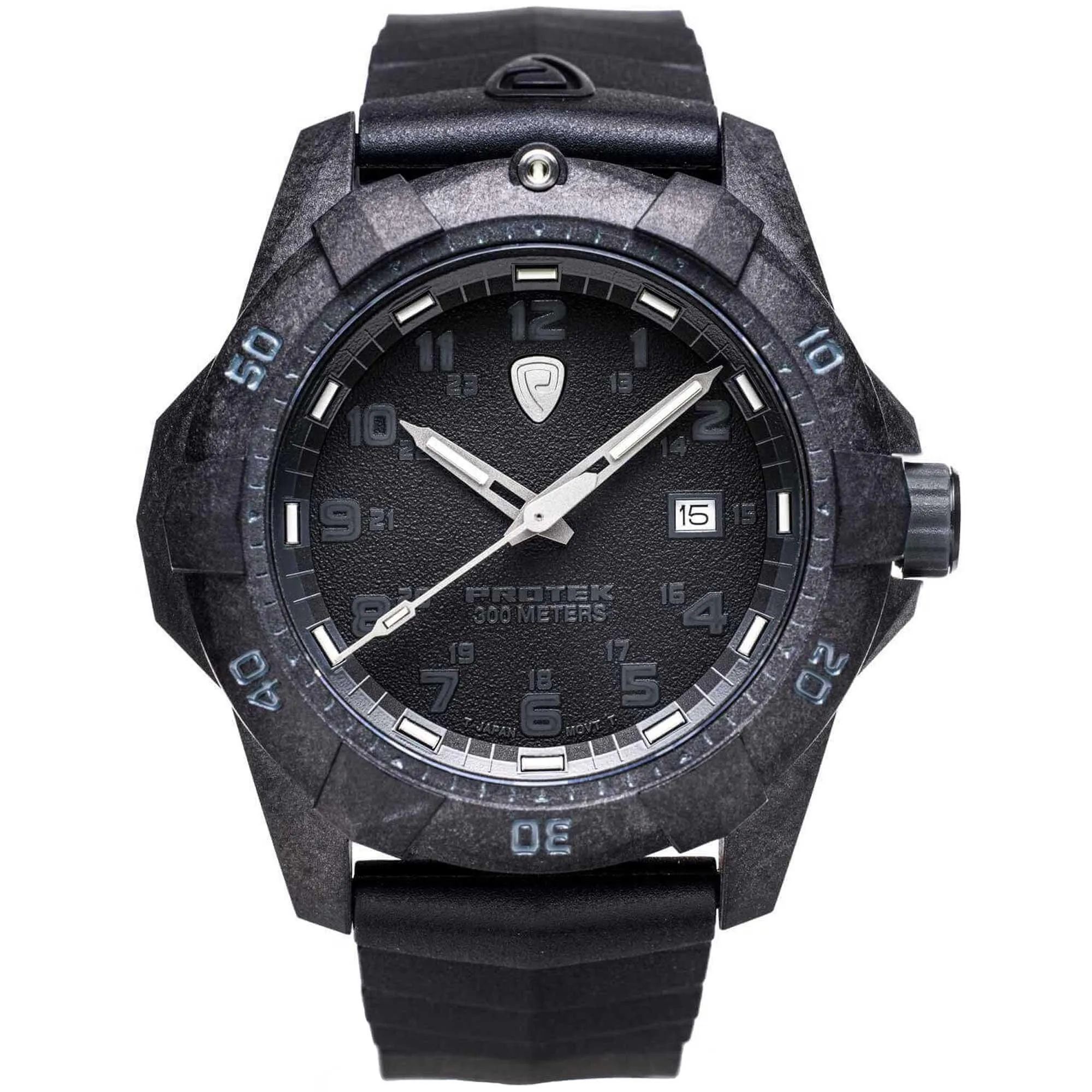 Protek Unisex Quartz Watch - Dive Series Rotating Bezel Black Dial Rubber Strap | 1001
