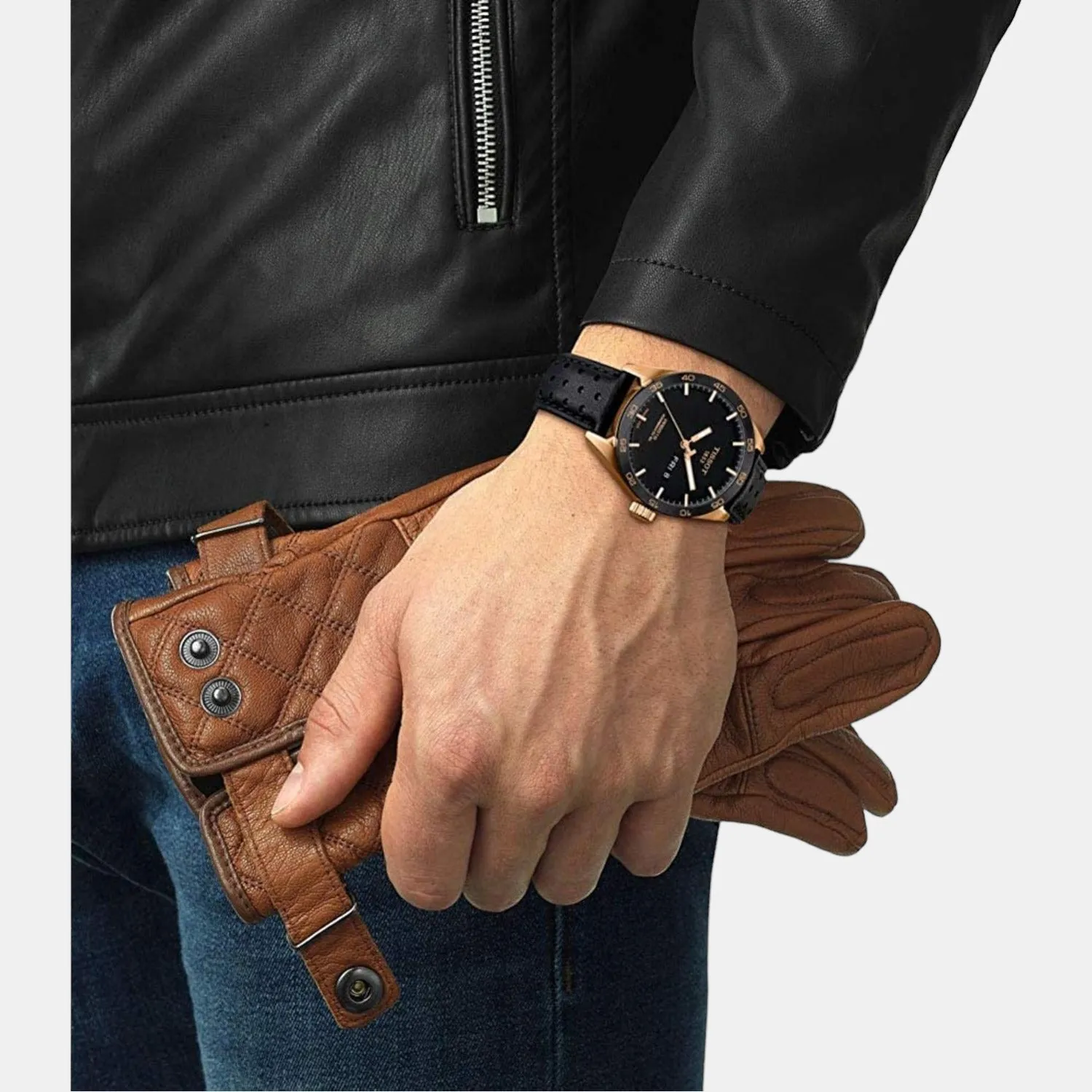 Prs 516 Men Automatic Black Dial Analog Leather Watch T1004303605101