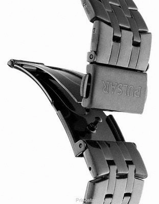 Pulsar Mens Dress Sport Watch - Black Dial with Black IP Case and Bracelet