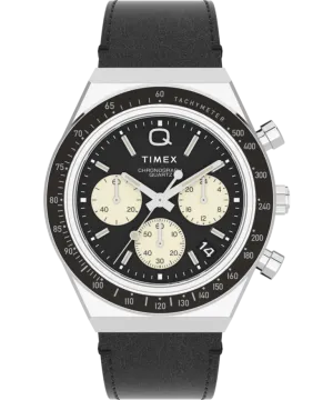 Q Timex Chronograph 40mm Leather Strap Watch TW2V42700