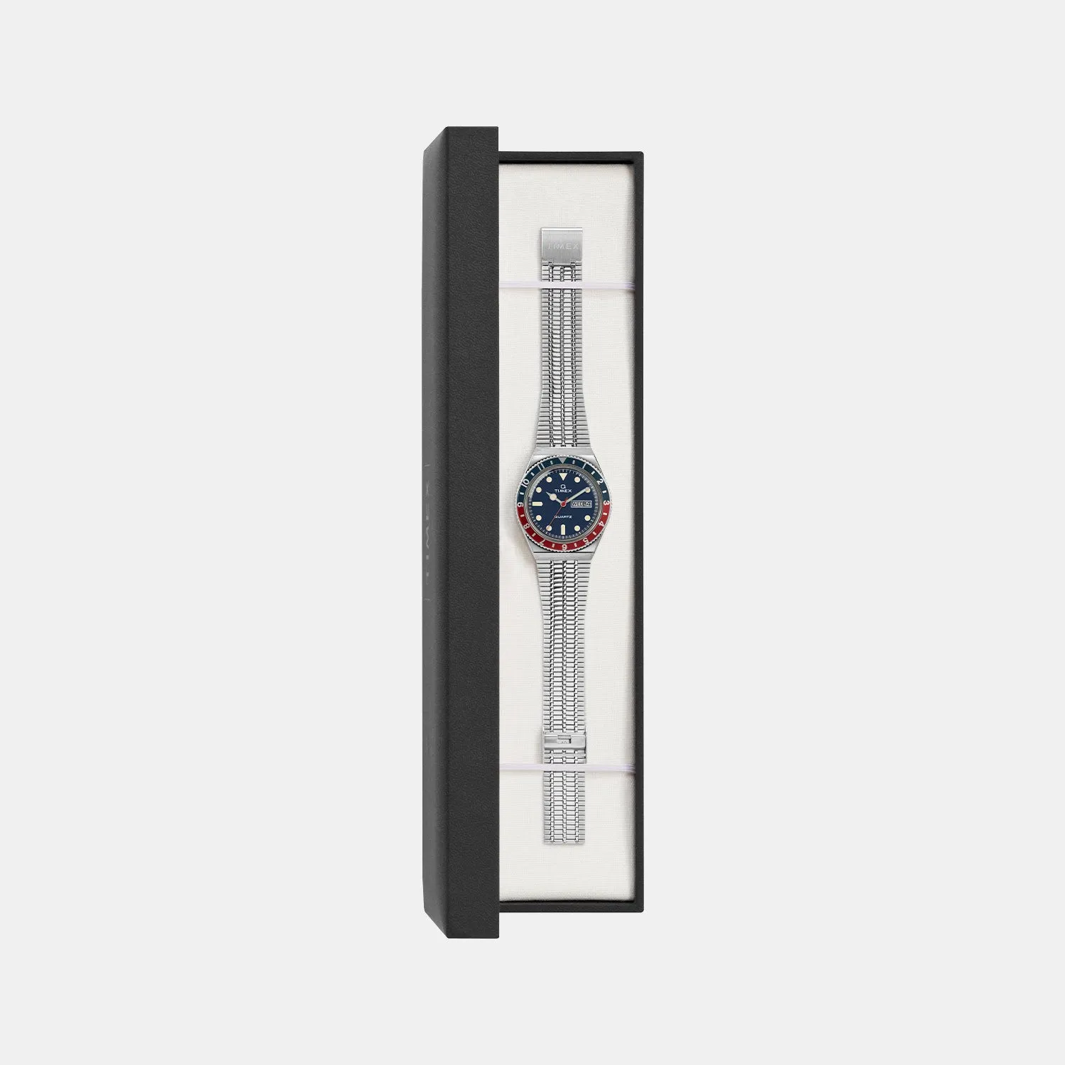 Q Timex Men's Blue Dial Analog Stainless Steel Watch TW2T80700U9