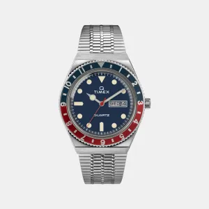 Q Timex Men's Blue Dial Analog Stainless Steel Watch TW2T80700U9