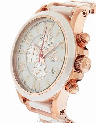 Reactor Ladies Oxide Chronograph - Rose Gold-Tone w/ White Ceramic - Bracelet