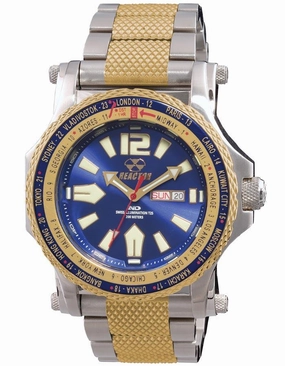 Reactor Mens Proton Watch - Never Dark - Two-Tone - Blue Dial - Day/Date - 200m