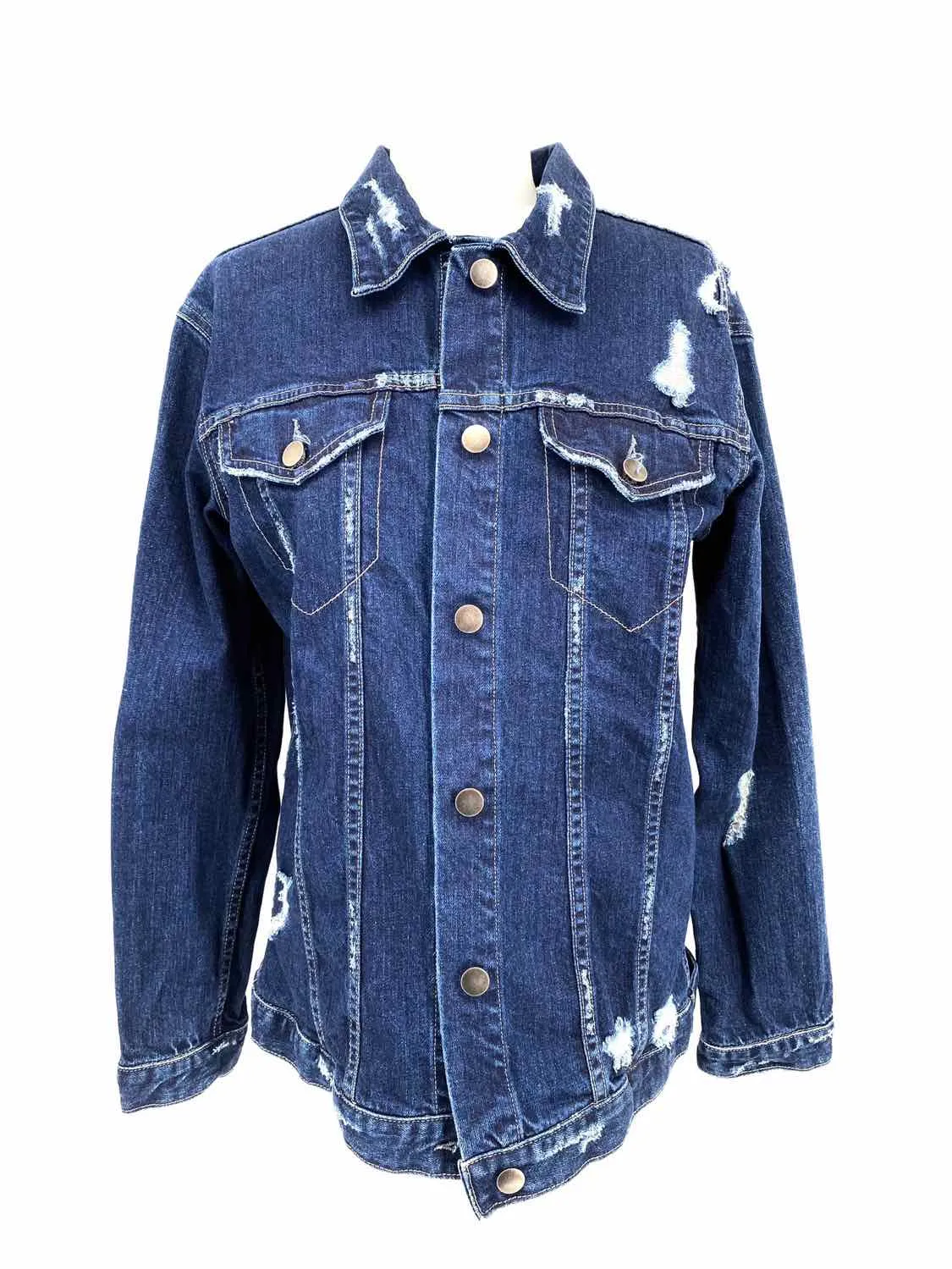 REBECCA MINKOFF Women's Blue Distressed Size S Jacket