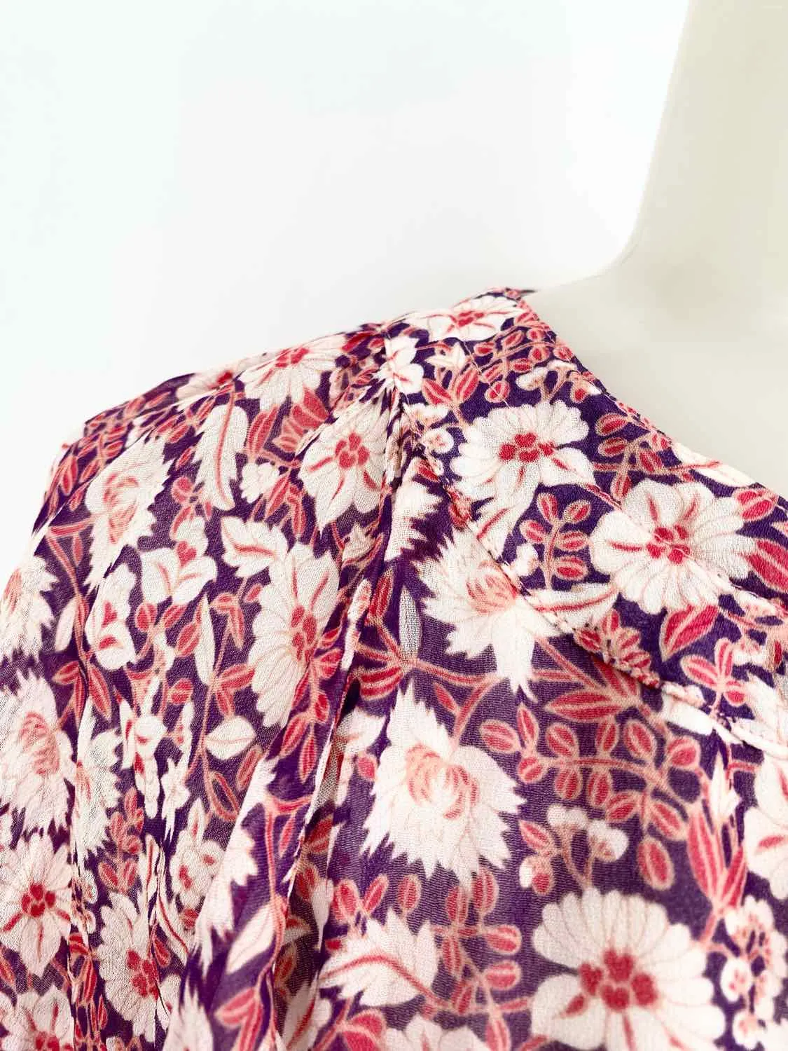 REBECCA MINKOFF Women's Pink/Purple/White Open Sleeve Floral Resort Size M Dress