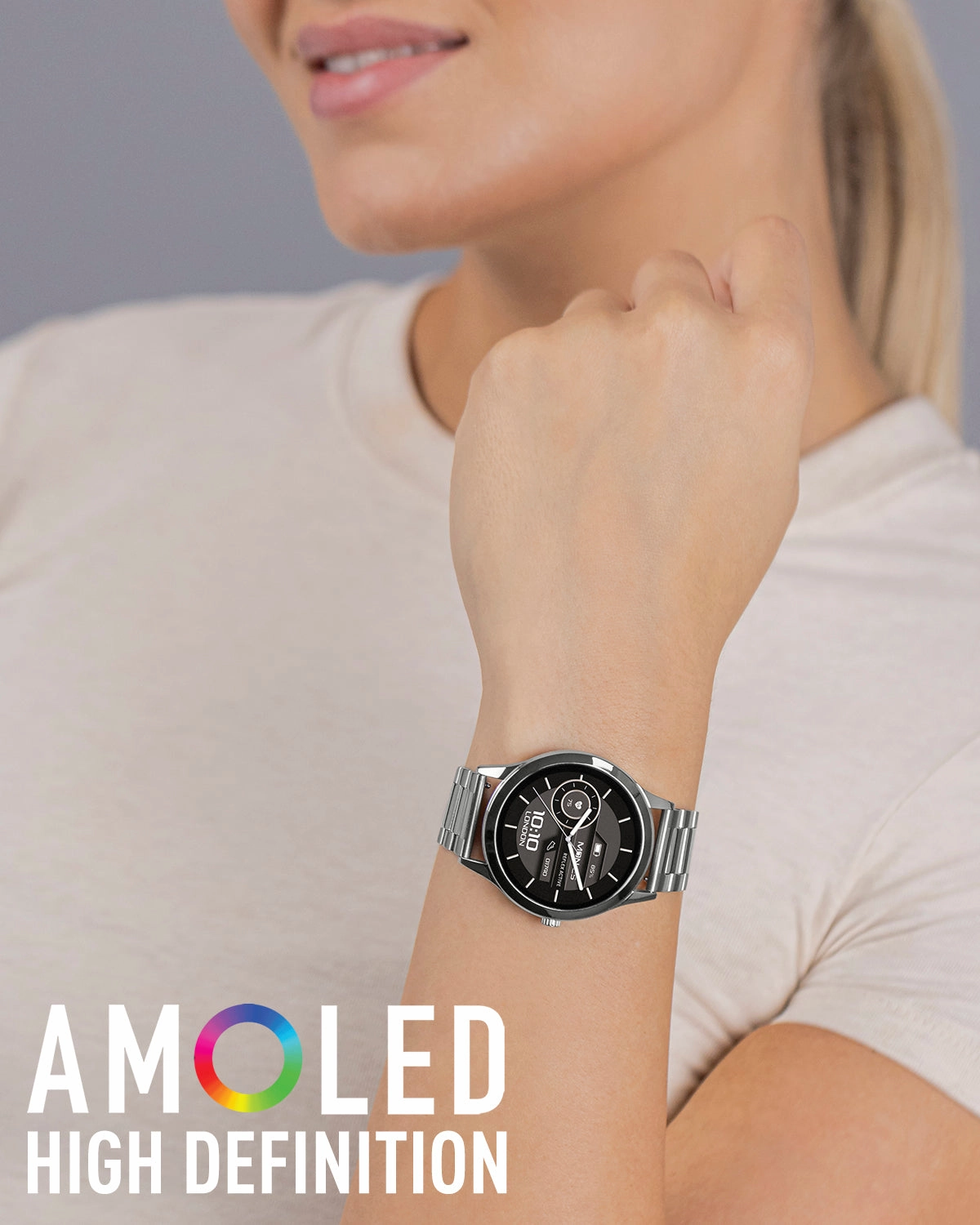 Reflex Active SERIES 31 AMOLED Silver Steel Bracelet Smart Watch RA31-4093