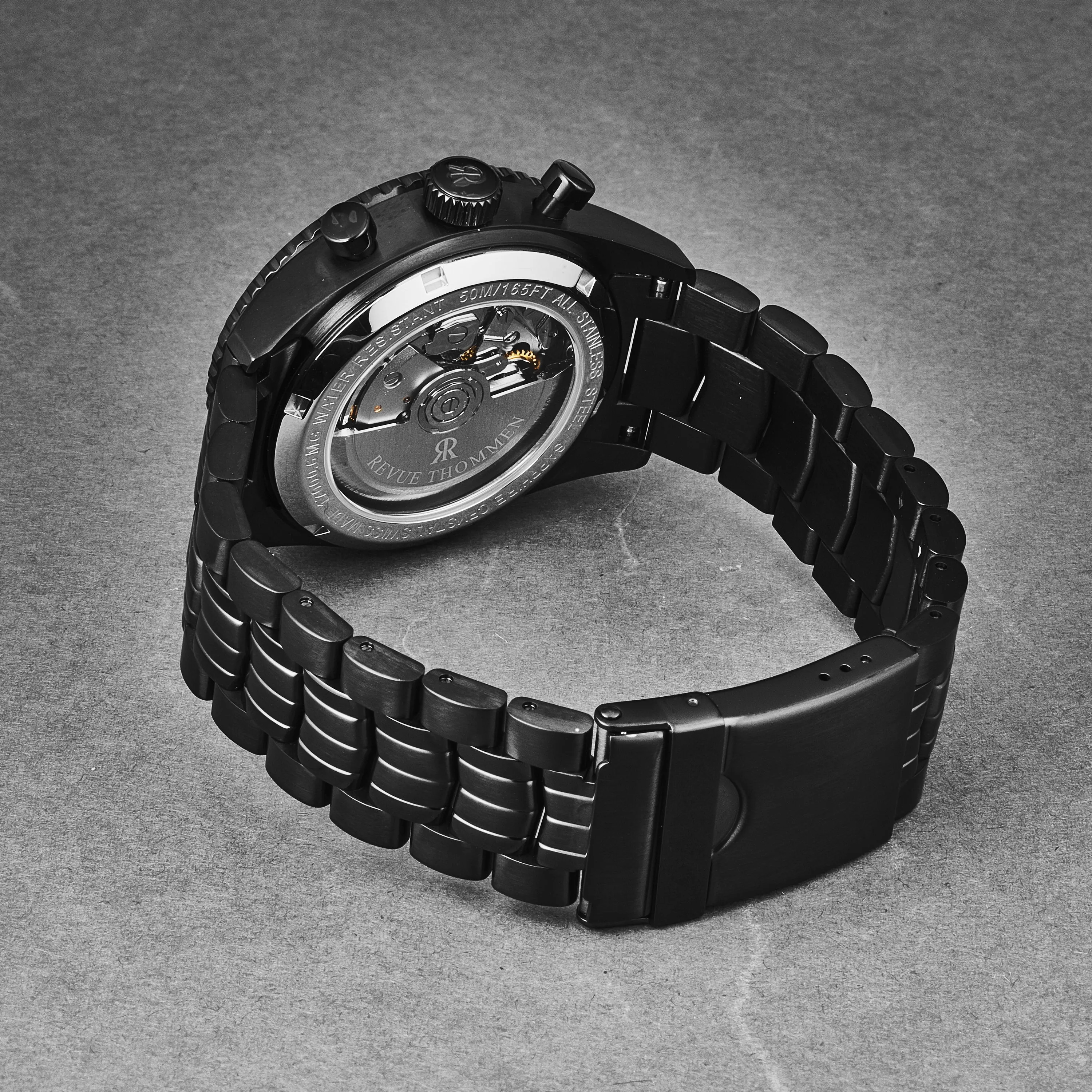 Revue Thommen Men's 17000.6177 'Aviator' Black Dial Black Stainless Steel Chronograph Automatic Watch