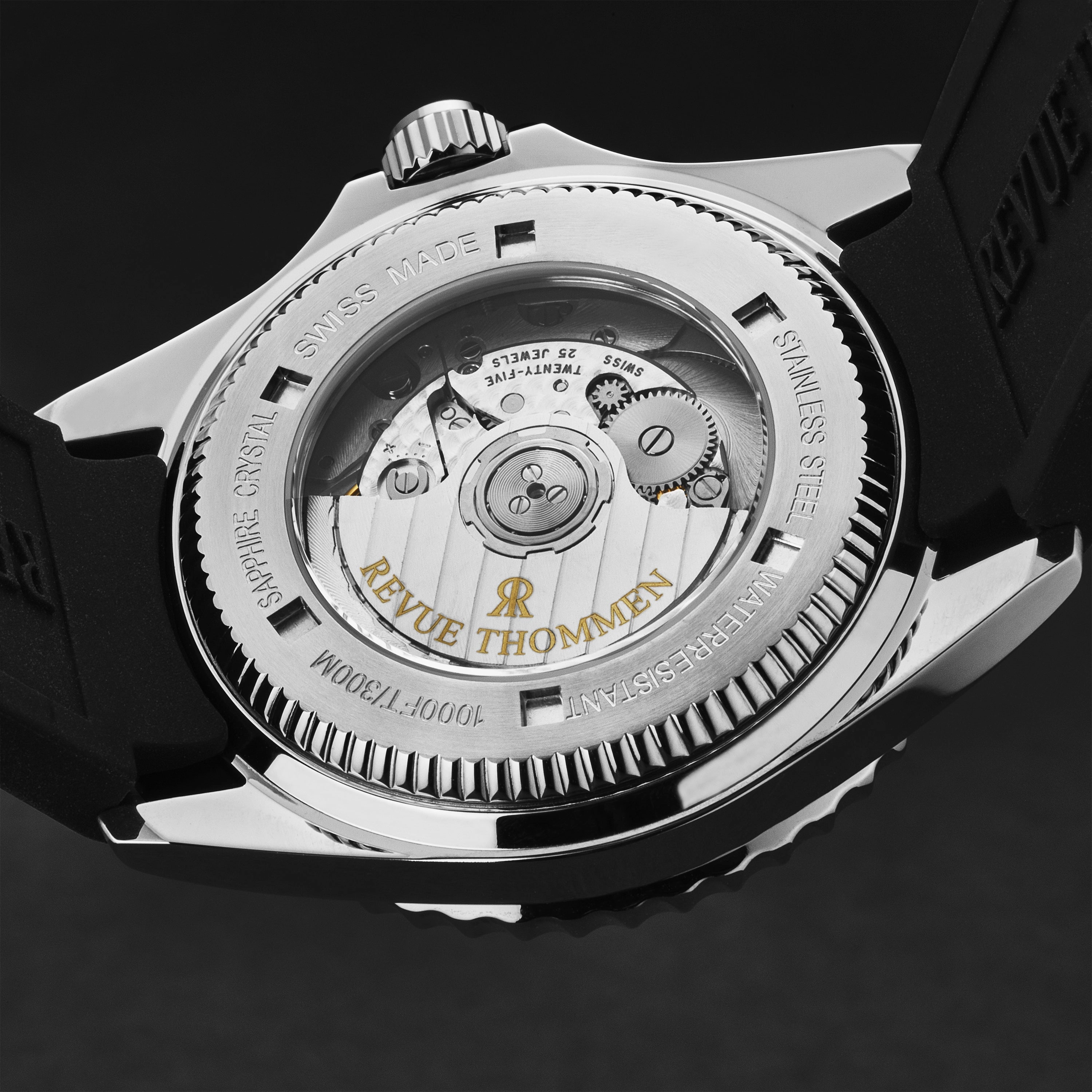 Revue Thommen Men's 'Diver' Black Dial Black and Beige Bezel GMT Automatic Watch 17572.2832
