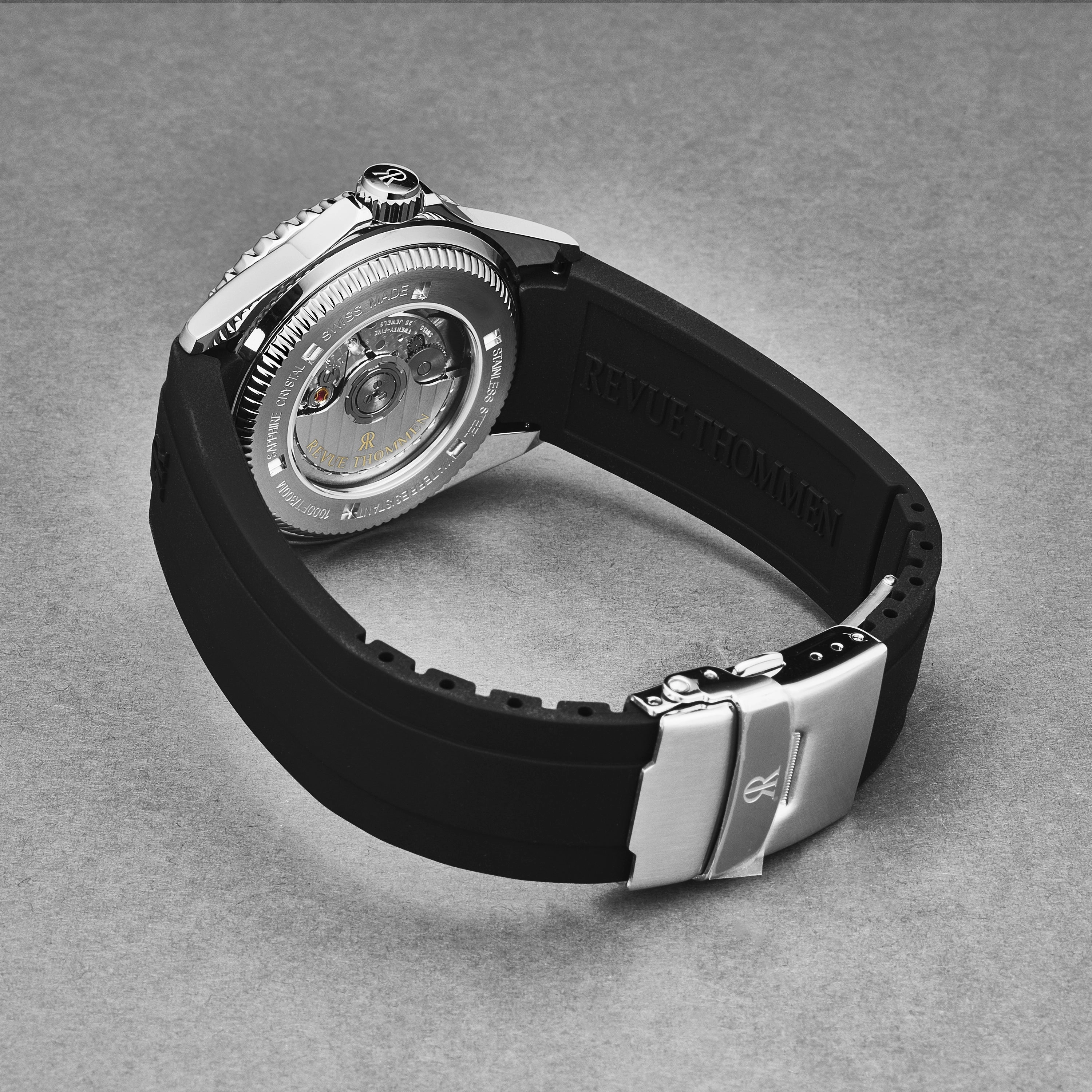 Revue Thommen Men's 'Diver' Black Dial Black and Beige Bezel GMT Automatic Watch 17572.2832