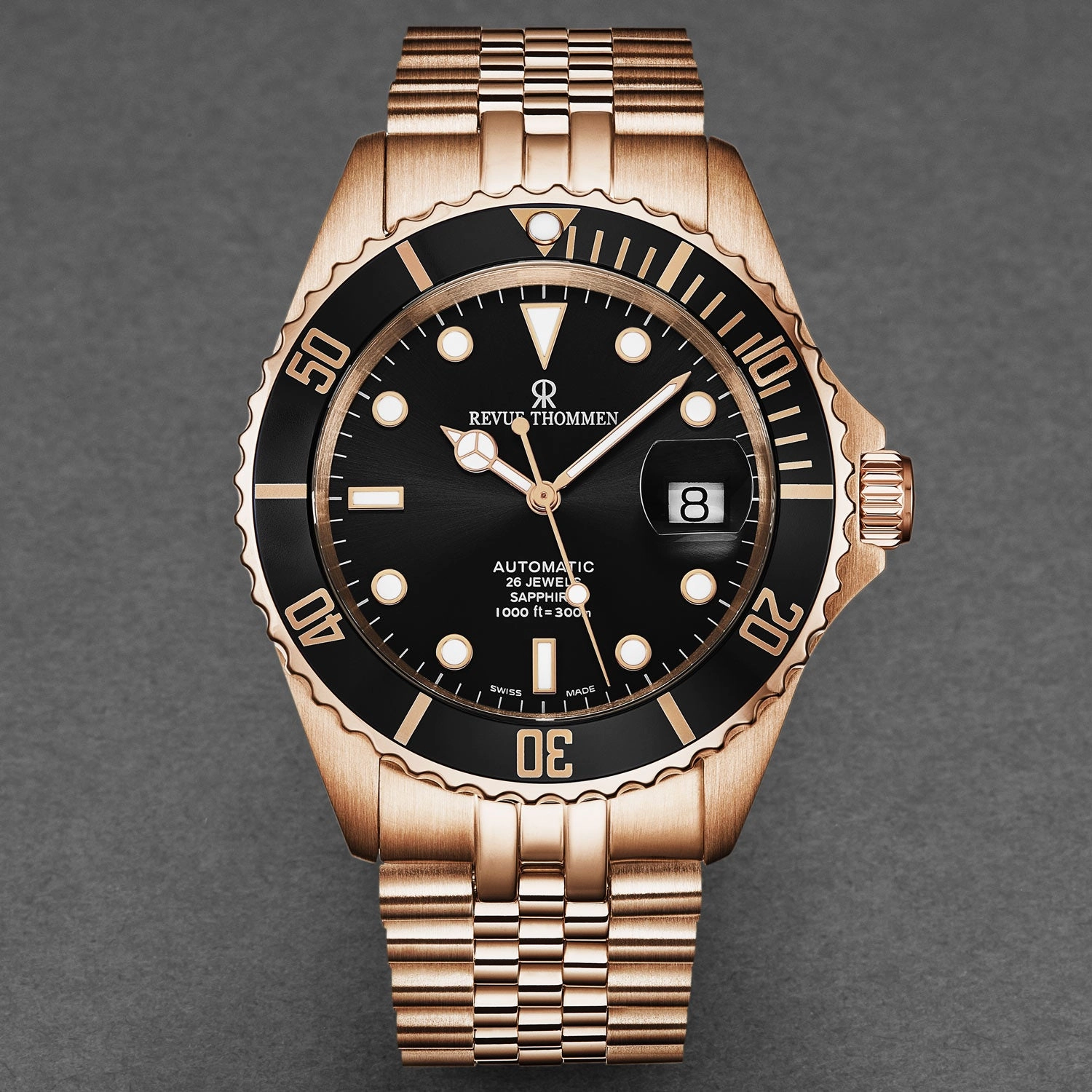 Revue Thommen Men's 'Diver' Black Dial Stainless Steel Bracelet Automatic Watch 17571.2267