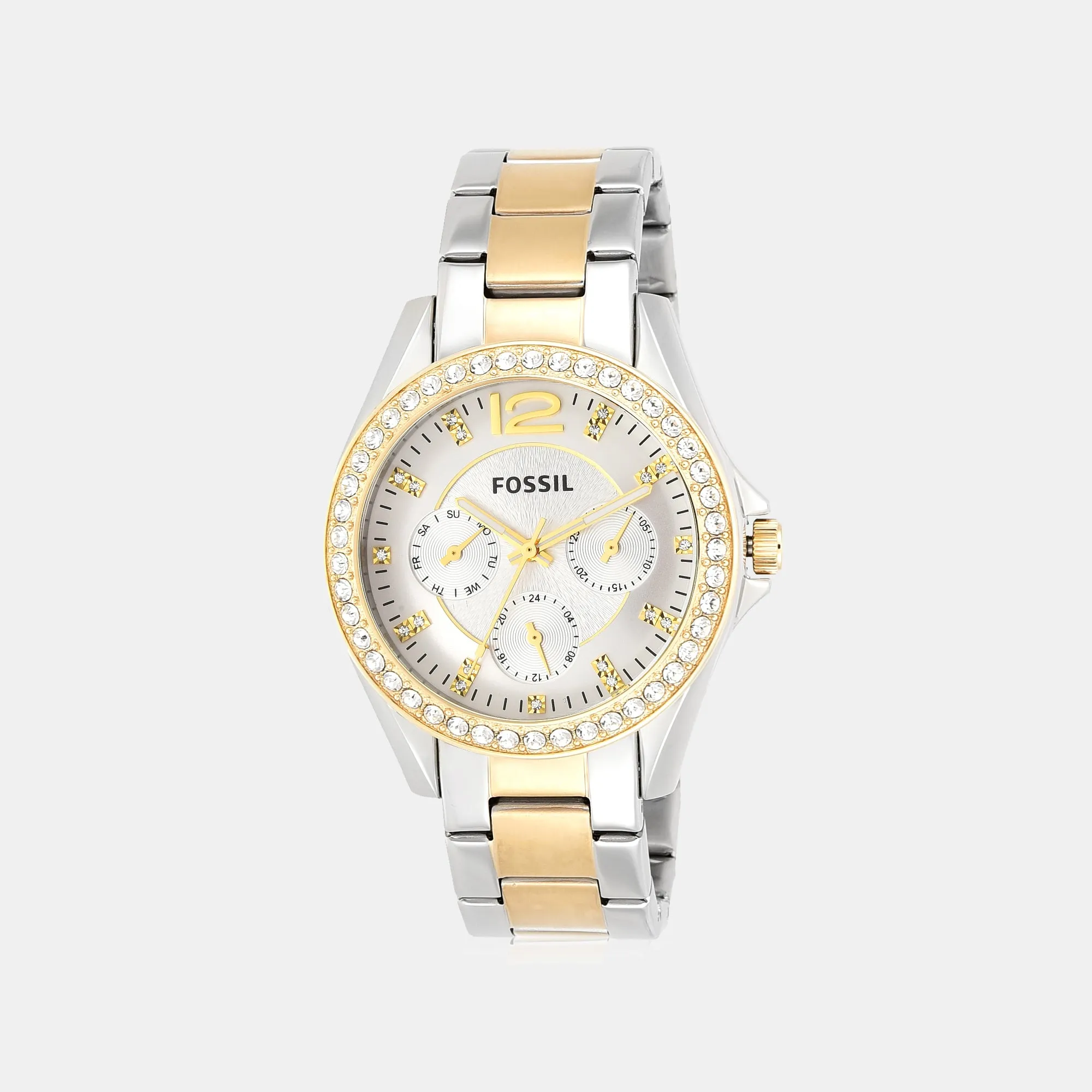 Riley Women Quartz Silver Dial Multi-Function Stainless Steel Watch ES3204