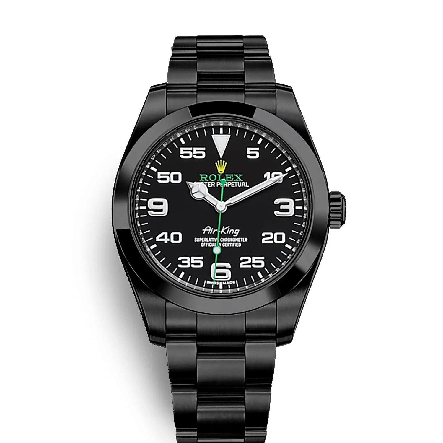 Rolex Air King 40mm - Ref: 116900-0001-pvd-2 - Black Arabic Numerals Dial, Black PVD Stainless Steel Oyster Bracelet Watch