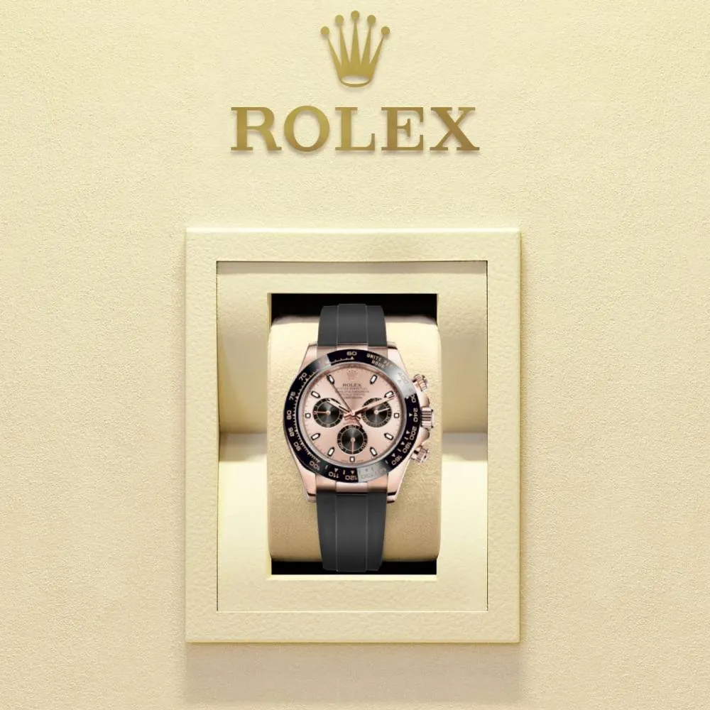 Rolex Cosmograph Daytona 40mm - Ref: 116515ln-0018 - Sundust & Black Index Dial & Ceramic Bezel, 18K Rose Gold Case Black Oysterflex Bracelet Men's Watch