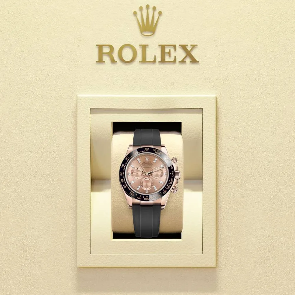 Rolex Cosmograph Daytona 40mm - Ref: 116515ln-0021 - Sundust Diamond Dial & Ceramic Bezel, 18K Rose Gold Case Black Oysterflex Bracelet Men's Watch