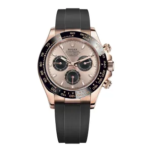 Rolex Cosmograph Daytona 40mm - Ref: 116515ln-0059 - Sundust & Black Index Dial & Ceramic Bezel, 18K Rose Gold Case Black Oysterflex Bracelet Men's Watch