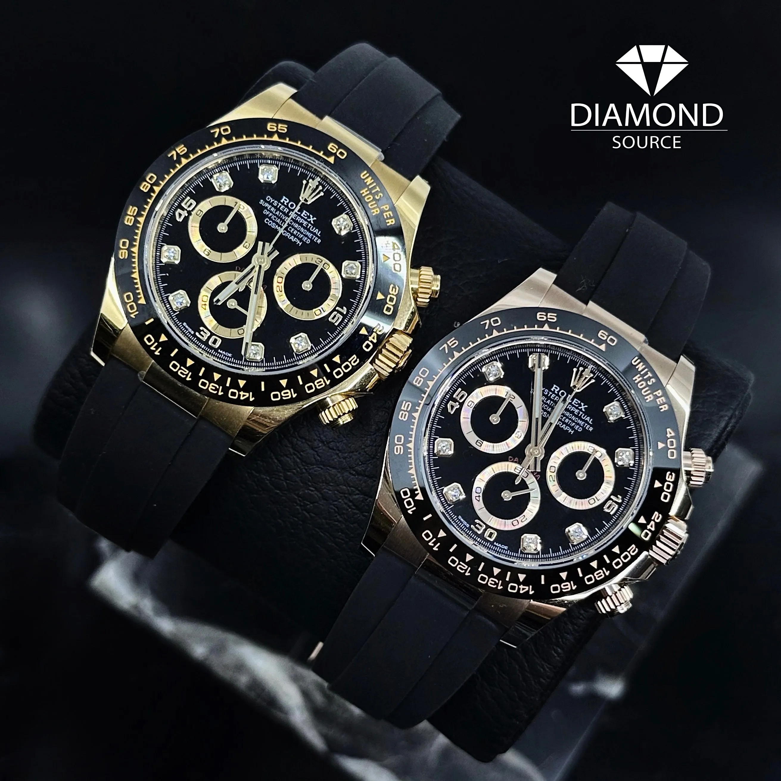 Rolex Cosmograph Daytona 40mm - Ref: 116518ln - Black Diamond Dial & Ceramic Bezel, 18K Yellow Gold Case Black Oysterflex Bracelet Men's Watch