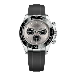 Rolex Cosmograph Daytona 40mm - Ref: 116519LN stbkof - Steel & Black Index Dial & Ceramic Bezel, 18K White Gold Case Black Oysterflex Bracelet Men's Watch