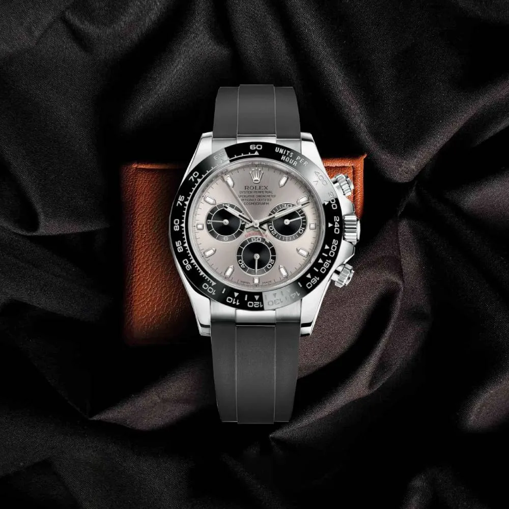 Rolex Cosmograph Daytona 40mm - Ref: 116519LN stbkof - Steel & Black Index Dial & Ceramic Bezel, 18K White Gold Case Black Oysterflex Bracelet Men's Watch
