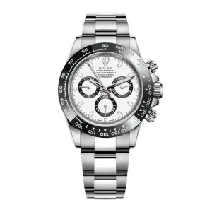 Rolex Cosmograph Daytona 40mm - Ref: 116520 - White Dial & Stainless Steel CUSTOM MADE Bezel, Stainless Steel Oyster Bracelet Men's Watch