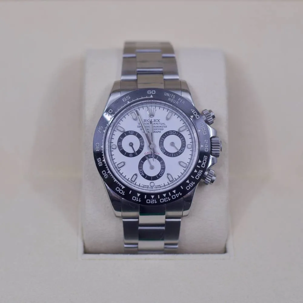 Rolex Cosmograph Daytona 40mm - Ref: 116520 - White Dial & Stainless Steel CUSTOM MADE Bezel, Stainless Steel Oyster Bracelet Men's Watch