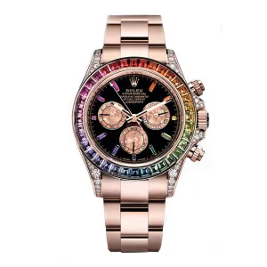 Rolex Cosmograph Daytona 40mm - Ref: 116595RBOW - Black Sapphire Rainbow Dial & Bezel, 18K Rose Gold Oyster Bracelet Men's Watch