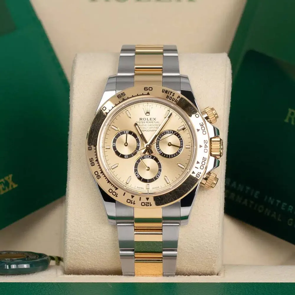 Rolex Cosmograph Daytona 40mm - Ref: 126503 - Golden Index Dial & Gold Bezel, Two Tone Stainless Steel & 18K Yellow Gold Oyster Bracelet Men's Watch