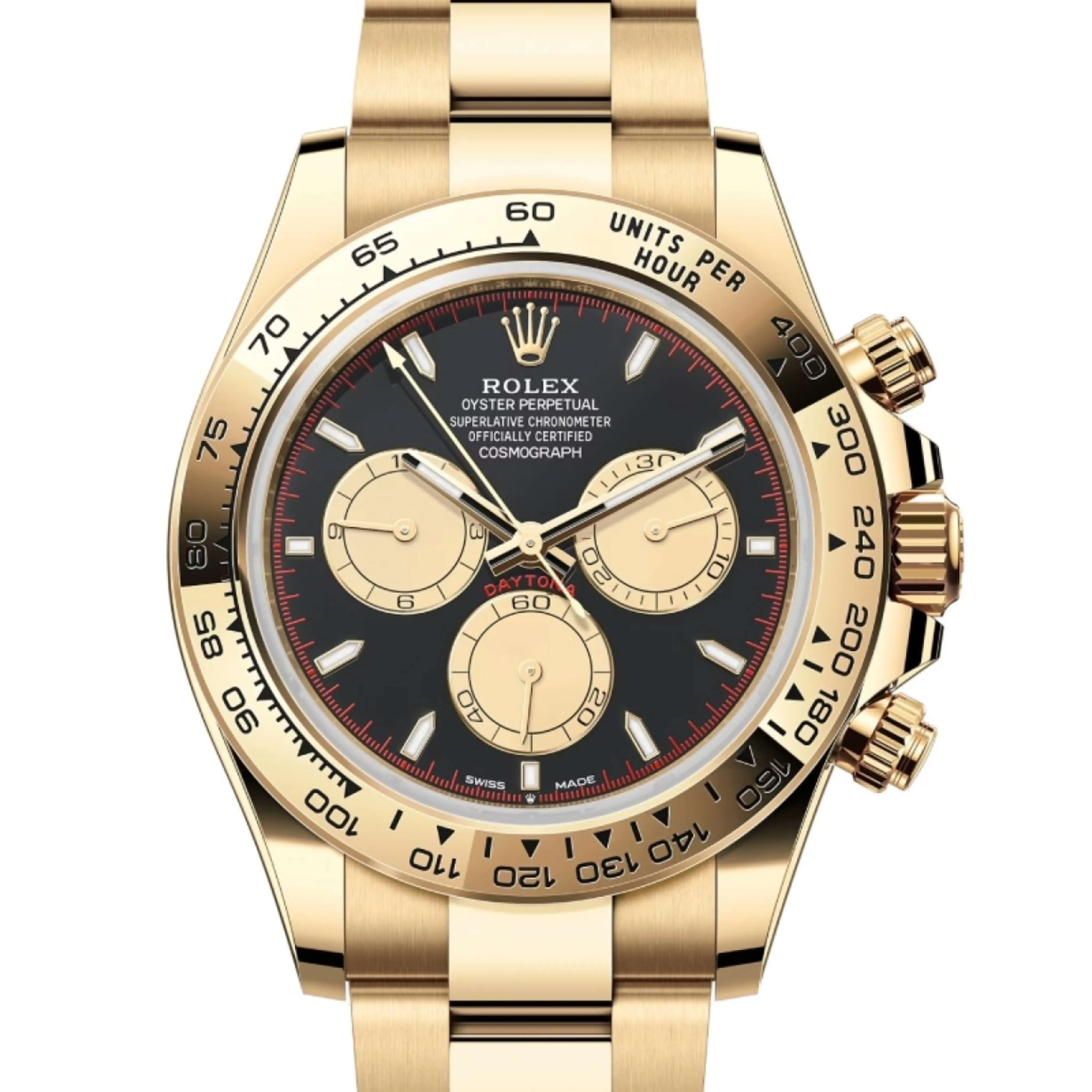 Rolex Cosmograph Daytona 40mm - Ref: 126508 - Black & Champagne Index Dial, 18K Yellow Gold Oyster Bracelet Men's Watch