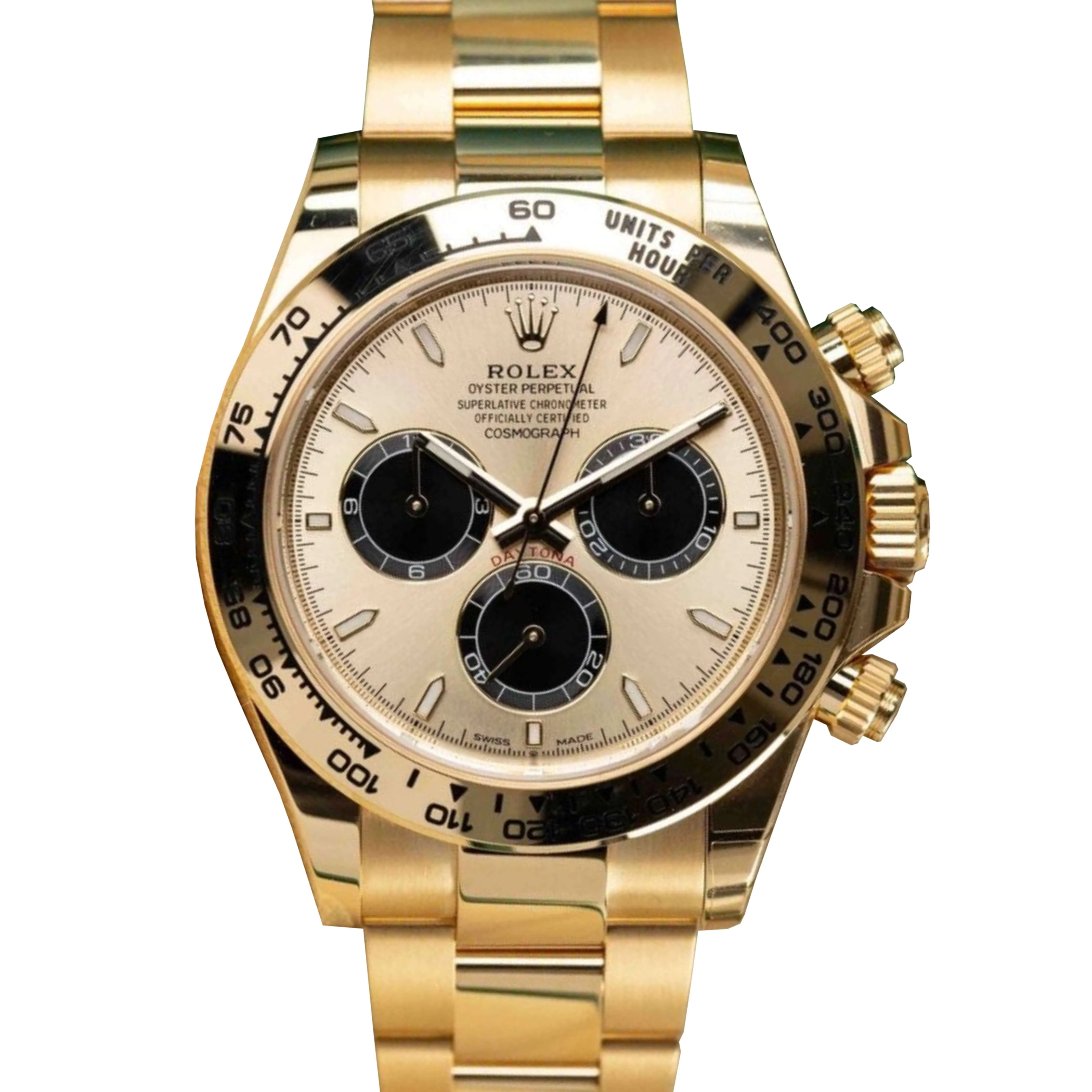 Rolex Cosmograph Daytona 40mm - Ref: 126508 - Golden & Black Index Dial, 18K Yellow Gold Oyster Bracelet Men's Watch