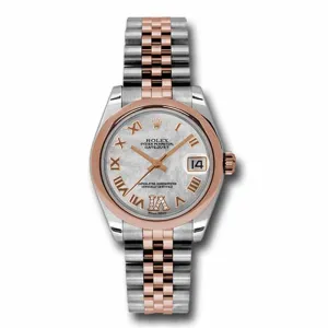 Rolex Datejust 31mm - Ref: 178241 mdrj - White Mother of Pearl Roman Diamond Dial Two Tone Stainless Steel & 18K Rose Gold Jubilee Bracelet Women's Watch