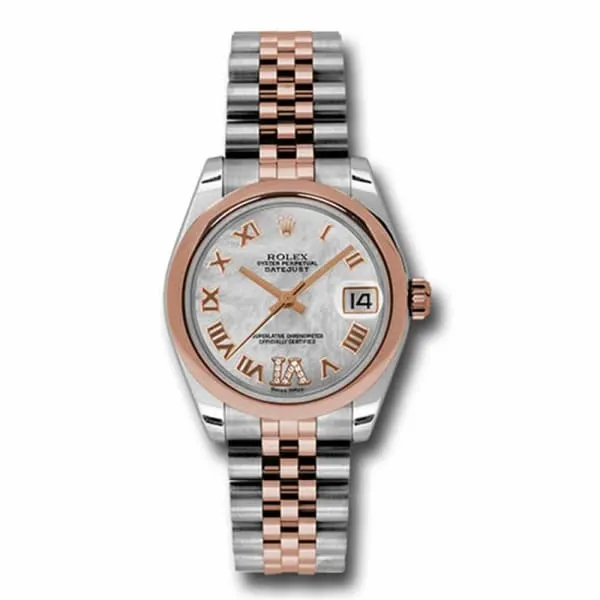 Rolex Datejust 31mm - Ref: 178241 mdrj - White Mother of Pearl Roman Diamond Dial Two Tone Stainless Steel & 18K Rose Gold Jubilee Bracelet Women's Watch