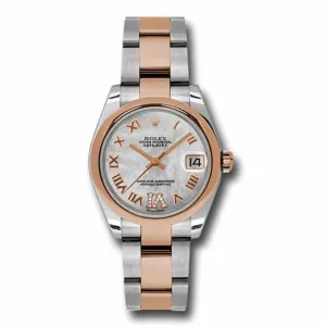 Rolex Datejust 31mm - Ref: 178241 mdro - White Mother of Pearl Roman Diamond Dial, Two Tone Stainless Steel & 18K Rose Gold Oyster Bracelet Women's Watch