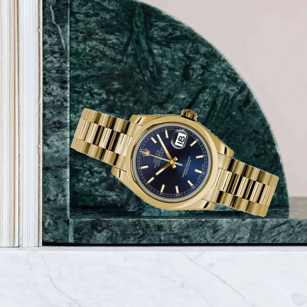 Rolex Datejust 31mm - Ref: 178248 blip - Blue Dial, 18K Yellow Gold President Bracelet Women's Watch