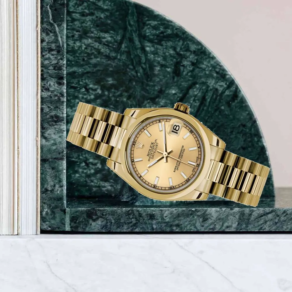 Rolex Datejust 31mm - Ref: 178248 chcap - Champagne Dial, 18K Yellow Gold President Bracelet Women's Watch