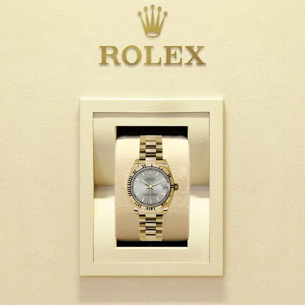 Rolex Datejust 31mm - Ref: 178278 sip - Silver Dial, 18K Yellow Gold President Bracelet Women's Watch