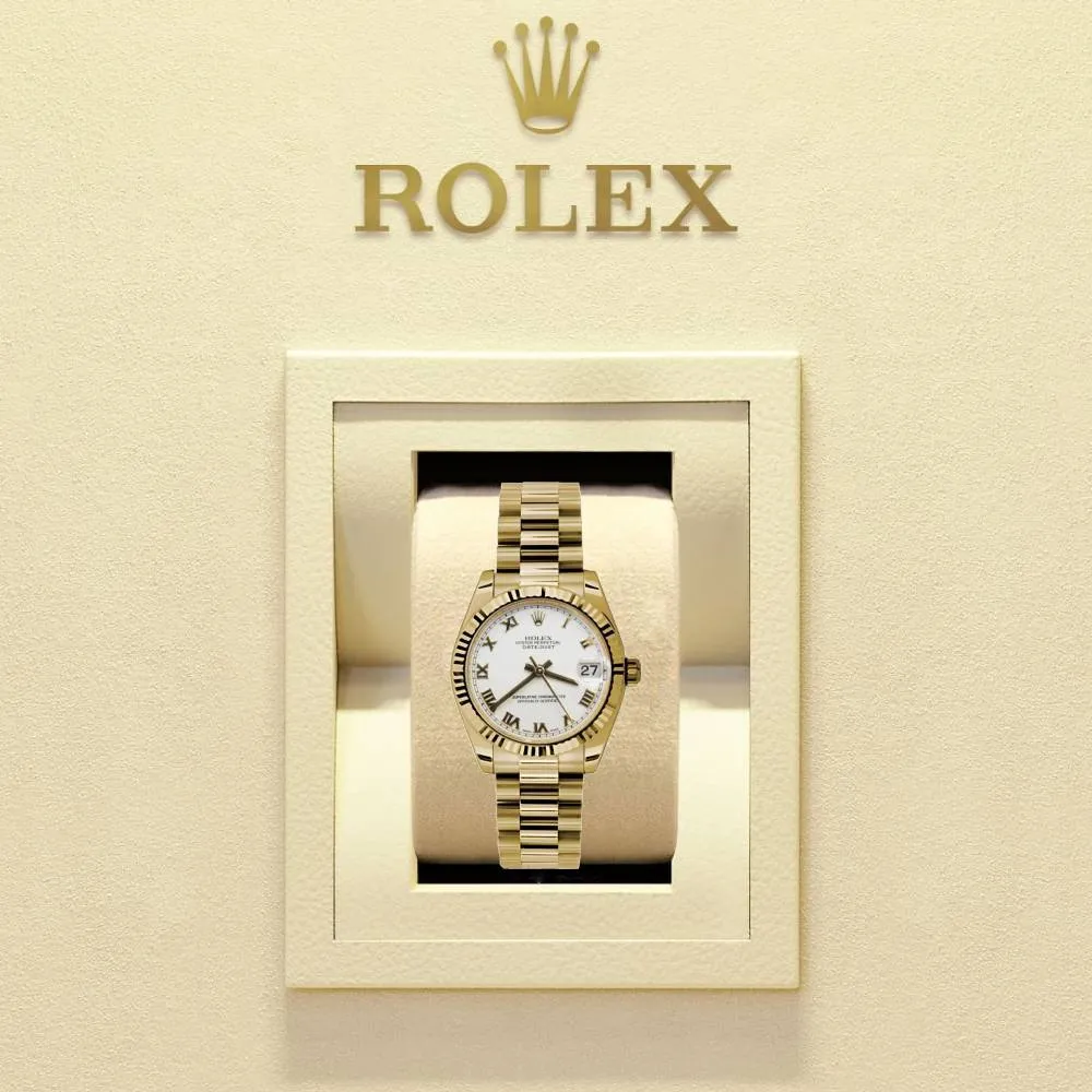 Rolex Datejust 31mm - Ref: 178278 wrp - White Dial, 18K Yellow Gold President Bracelet Women's Watch