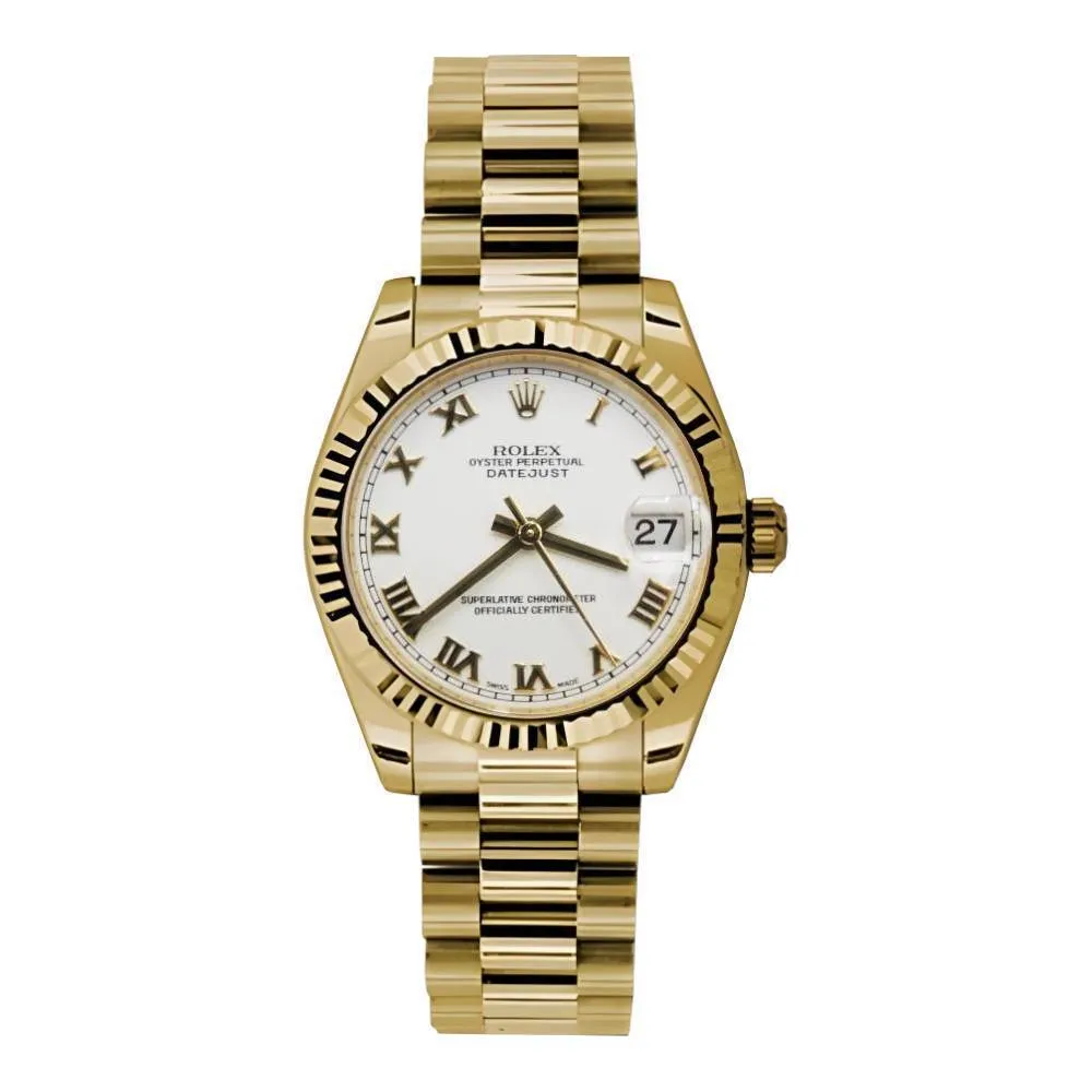 Rolex Datejust 31mm - Ref: 178278 wrp - White Dial, 18K Yellow Gold President Bracelet Women's Watch