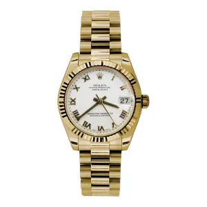 Rolex Datejust 31mm - Ref: 178278 wrp - White Dial, 18K Yellow Gold President Bracelet Women's Watch