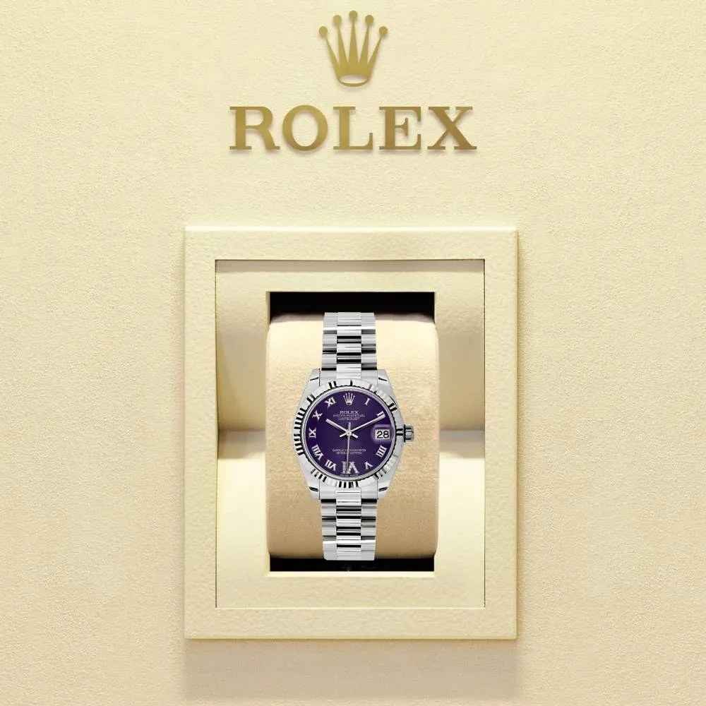 Rolex Datejust 31mm - Ref: 178279 pdrp - Purple Dial, 18K White Gold President Bracelet Women's Watch