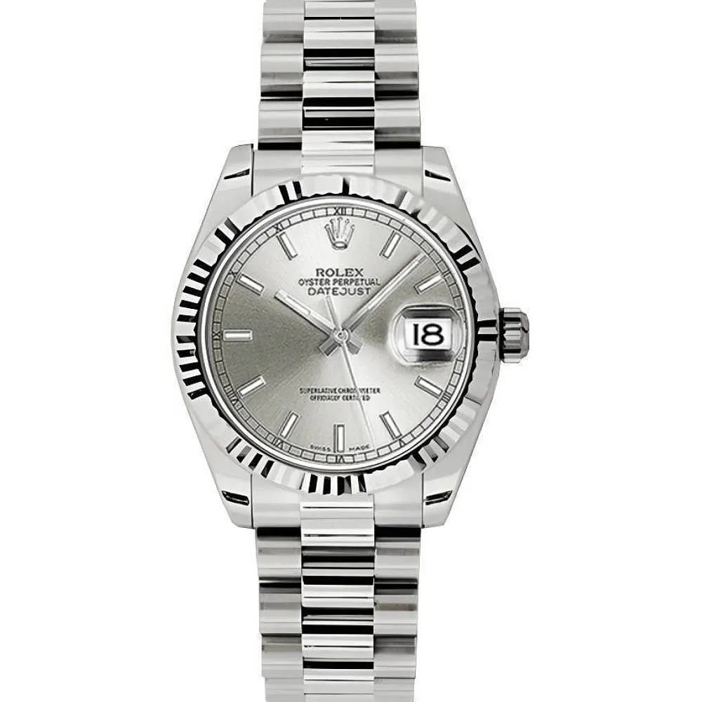 Rolex Datejust 31mm - Ref: 178279 sip - Silver Dial, 18K White Gold President Bracelet Women's Watch