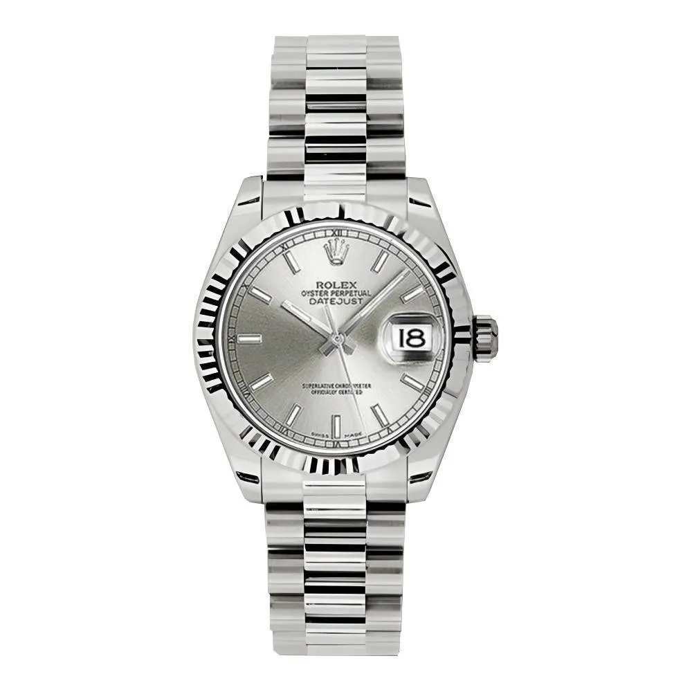 Rolex Datejust 31mm - Ref: 178279 sip - Silver Dial, 18K White Gold President Bracelet Women's Watch