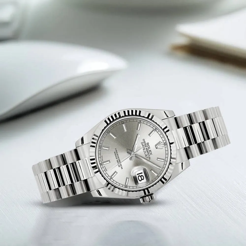 Rolex Datejust 31mm - Ref: 178279 sip - Silver Dial, 18K White Gold President Bracelet Women's Watch