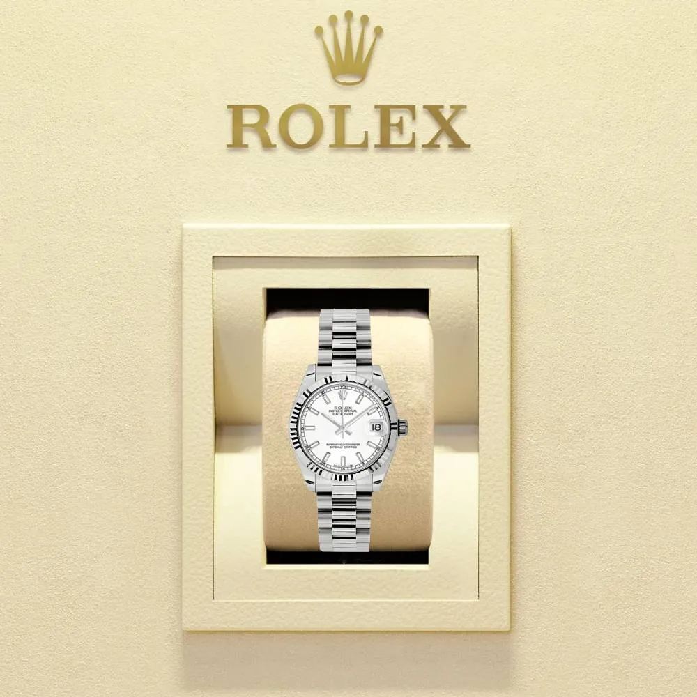 Rolex Datejust 31mm - Ref: 178279 wip - White Dial, 18K White Gold President Bracelet Women's Watch
