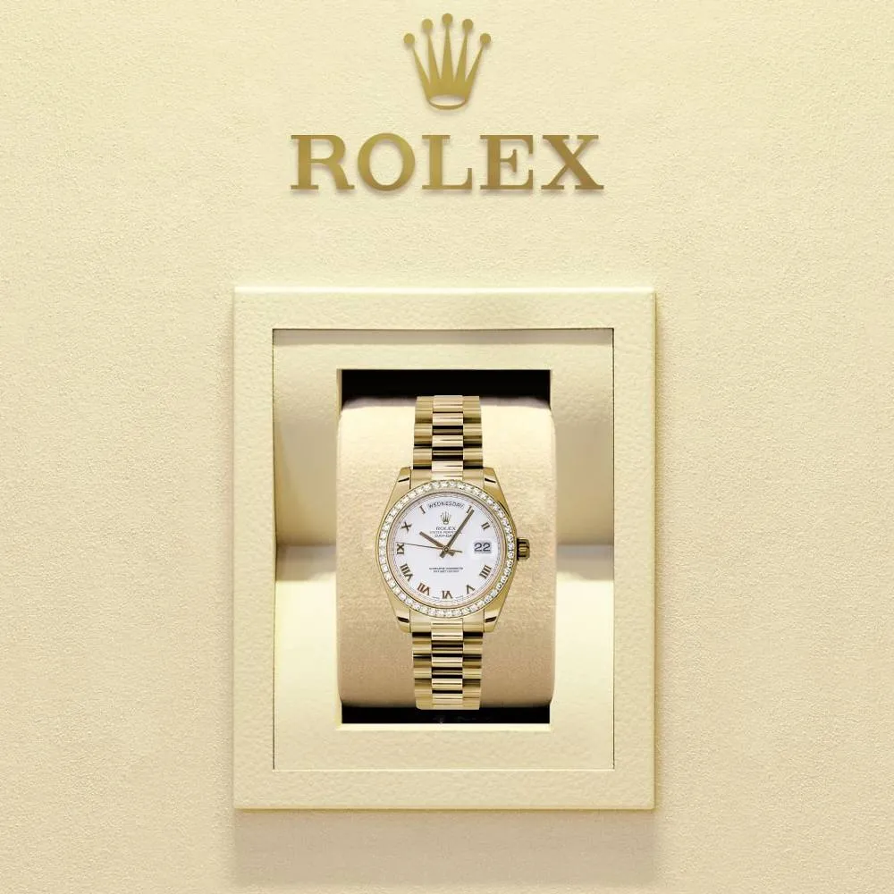 Rolex Datejust 31mm - Ref: 178288 wrp - White Dial & Diamond Bezel, 18K Yellow Gold President Bracelet Women's Watch