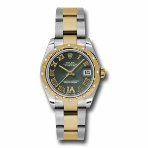 Rolex Datejust 31mm - Ref: 178343 ogdro - Green Roman Diamond Dial & Diamond Bezel, Two Tone Stainless Steel & 18K Yellow Gold Oyster Bracelet Women's Watch