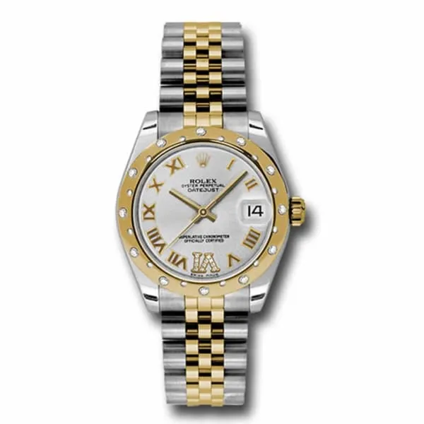 Rolex Datejust 31mm - Ref: 178343 sdrj - Silver Roman Dial & Diamond Bezel, Two Tone Stainless Steel & 18K Yellow Gold Jubilee Bracelet Women's Watch