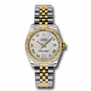 Rolex Datejust 31mm - Ref: 178343 sdrj - Silver Roman Dial & Diamond Bezel, Two Tone Stainless Steel & 18K Yellow Gold Jubilee Bracelet Women's Watch
